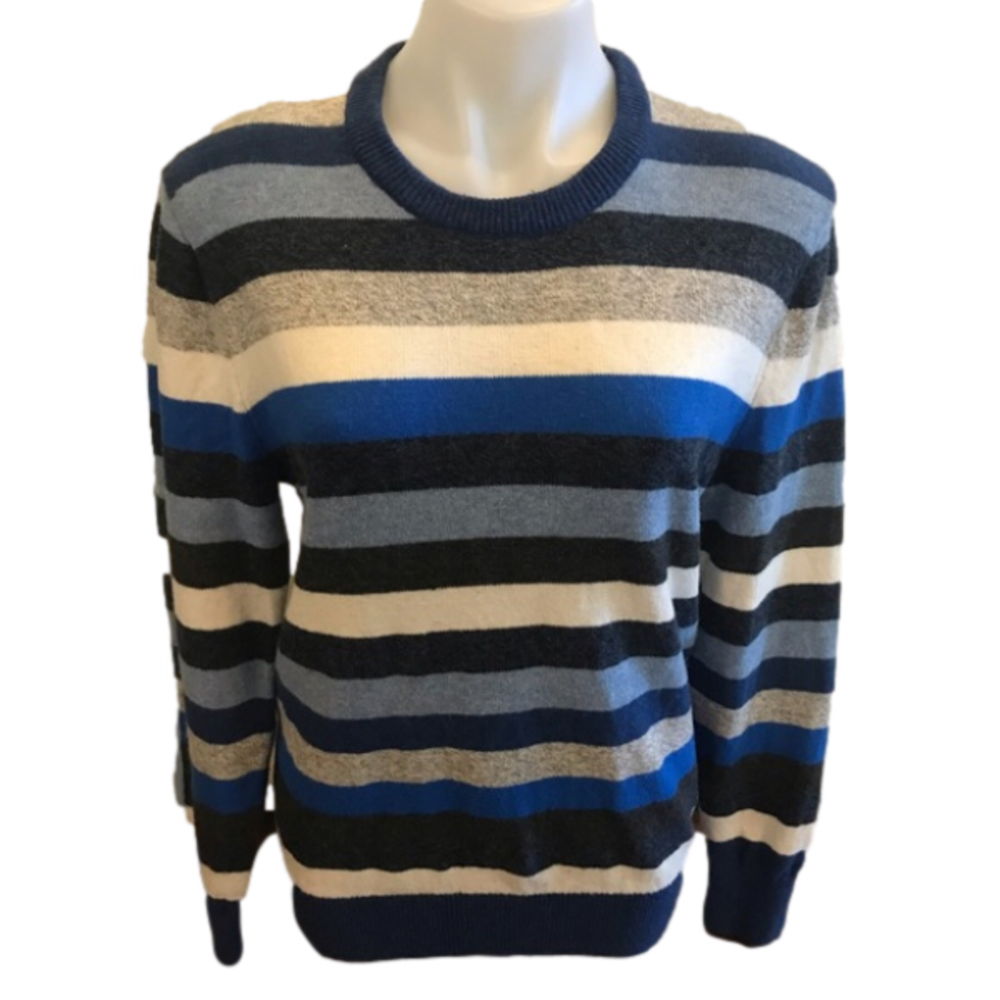 Gap Crew Neck Blue Striped Long Sleeve Sweater